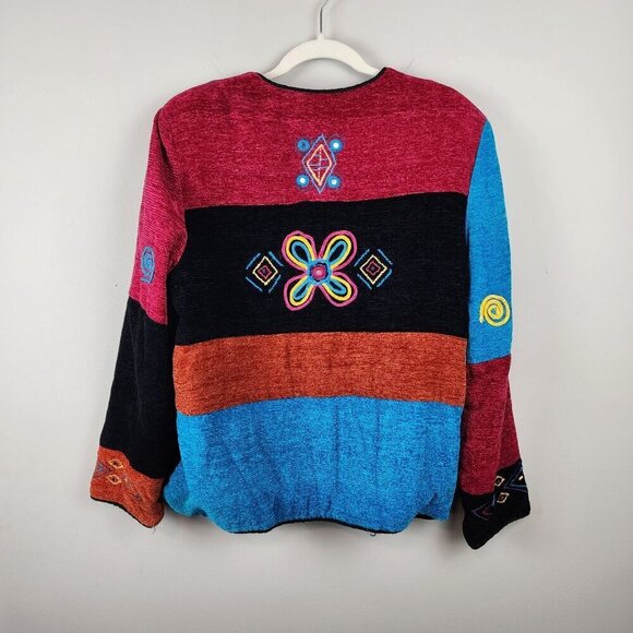 Allure Jacket Sz M women Colorful Patchwork Art to Wear Embroidered - Picture 9 of 14